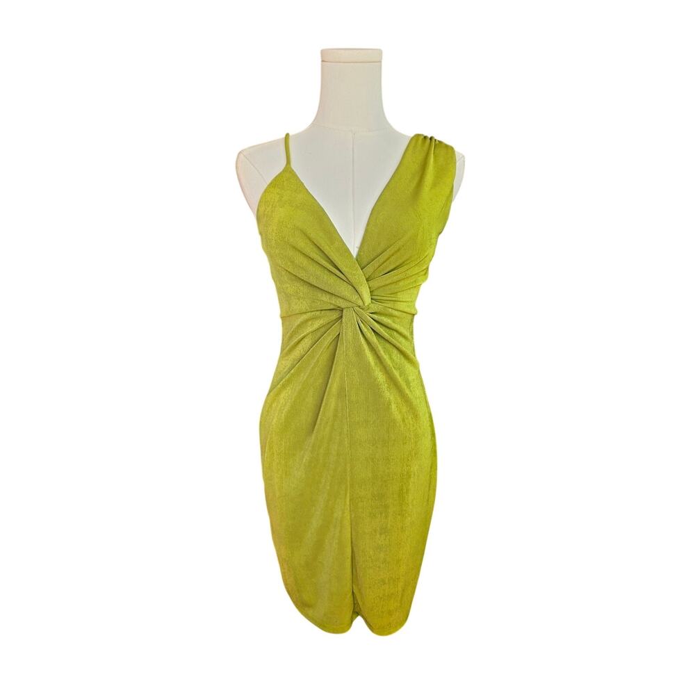 Blue Blush Rich Olive Front Twist Dress